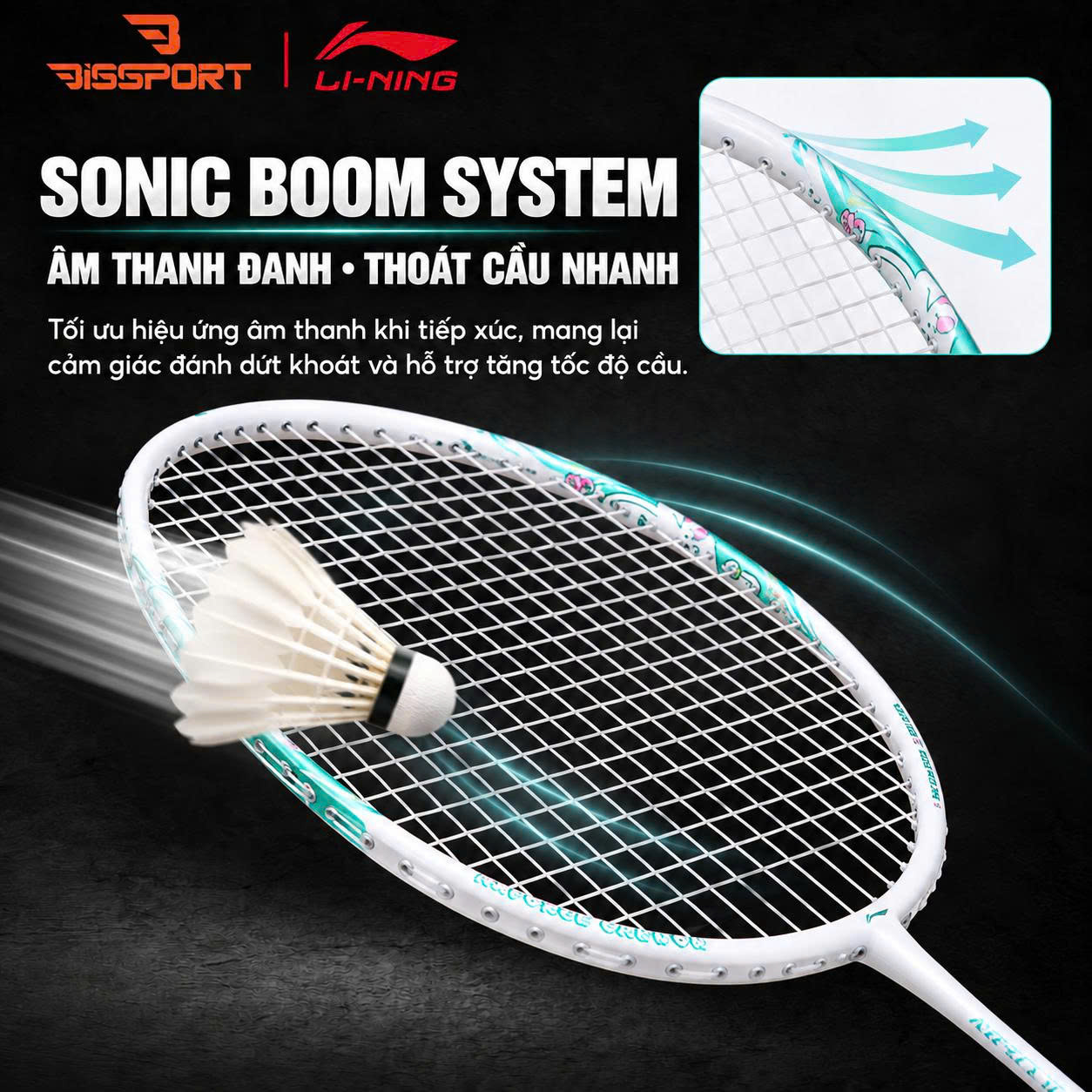Vợt Cầu Lông Lining Axforce Canon Chính Hãng - Trắng Xanh (P-AYPW043-40V) - Kiểm Soát Chính Xác - Nhẹ - Đánh Mượt Mà